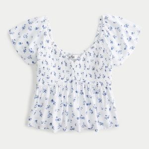 Hollister Smocked Floral Crop Top